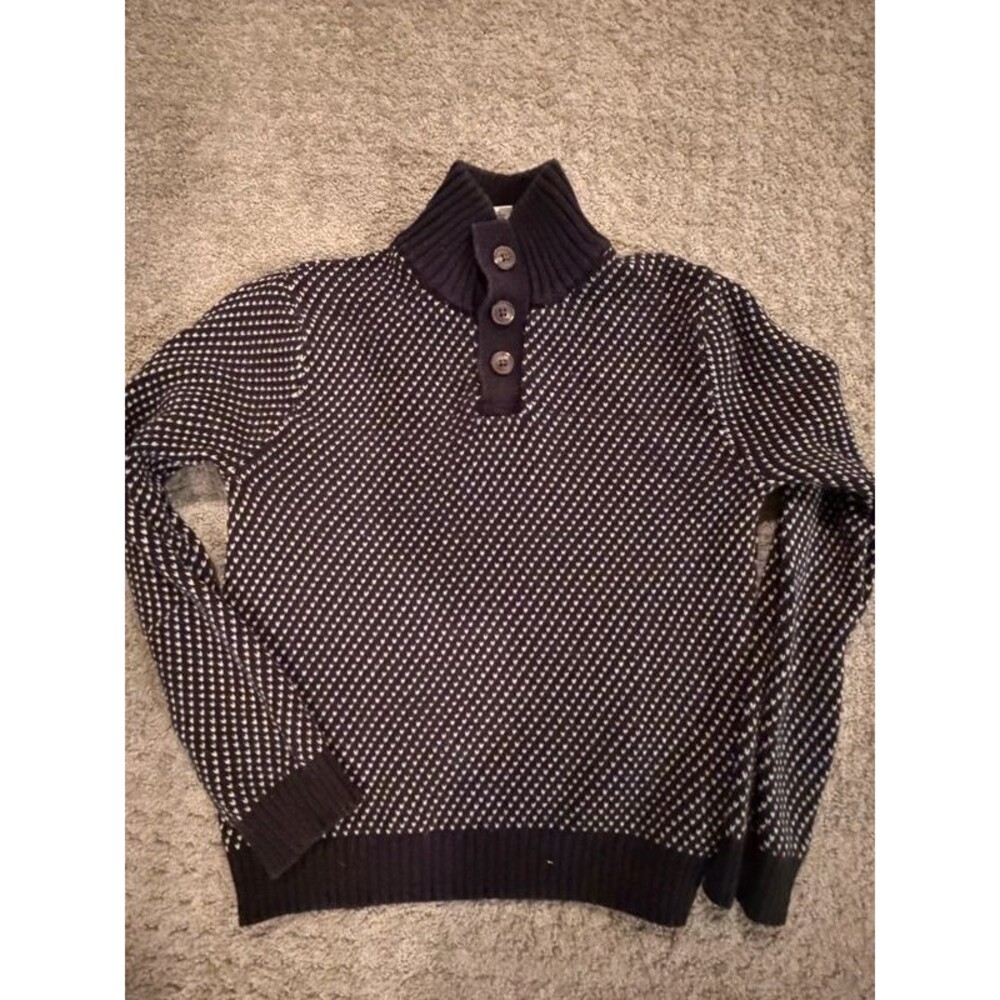 IZOD Boys Birdseye Knit Mock Neck Button Pullover Sweater Boys Size 6/7
